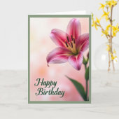 Roze verjaardagskaart kaart (Gele Bloem)