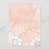 Roze verjaardagskaart kaart (Voorkant / Achterkant)