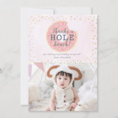 Roze Verjaardagskaart met Donut Foto Bedankt Kaart (Voorkant)
