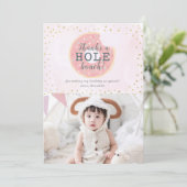 Roze Verjaardagskaart met Donut Foto Bedankt Kaart (Staand voorkant)