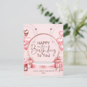 Roze Verjaardagskaart met Naam Briefkaart (Staand voorkant)
