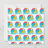 Roze verjaardagskaart met zwembadfeest Bedankkaart (Achterkant)