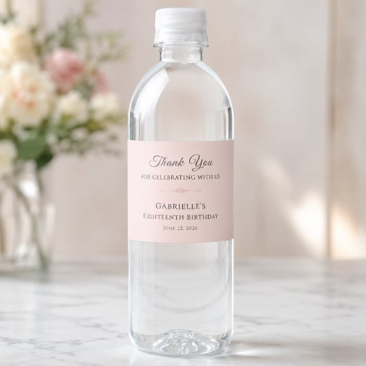 Roze verjaardagslabel voor waterfles etiket