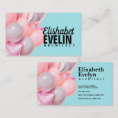 Roze verjaardagsluchtballonnen op munt visitekaartje (Voorkant / Achterkant)