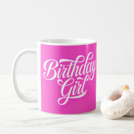 Roze Verjaardagsmeisje Koffiemok (Met donut)