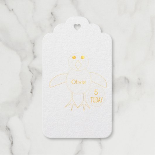 Roze Verjaardagsmeisje Kuiken Cadeaulabels (Voorkant)
