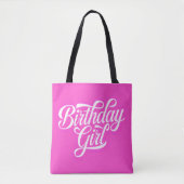 Roze verjaardagsmeisje tote bag (Voorkant)