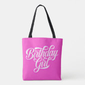 Roze verjaardagsmeisje tote bag (Achterkant)