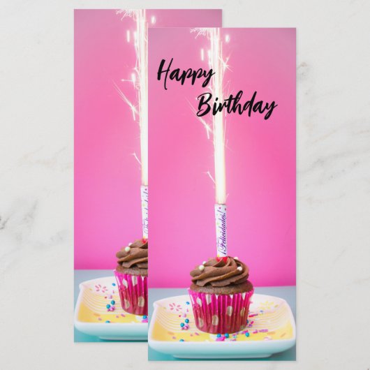 Roze Verjaardagsplattegrond - Thema Cake&Candle (Voorkant / Achterkant)