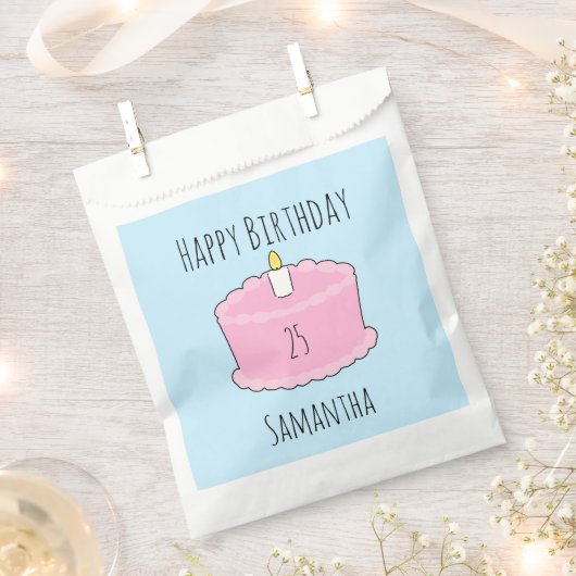 Roze verjaardagstaart bedankzakje (Geknipt)