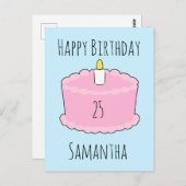 Roze verjaardagstaart briefkaart (Voorkant / Achterkant)