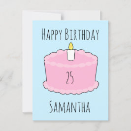 Roze verjaardagstaart briefkaart