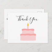 Roze Verjaardagstaart Dank u Briefkaart (Voorkant / Achterkant)
