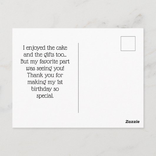 Roze Verjaardagstaart Dank u Briefkaart (Achterkant)