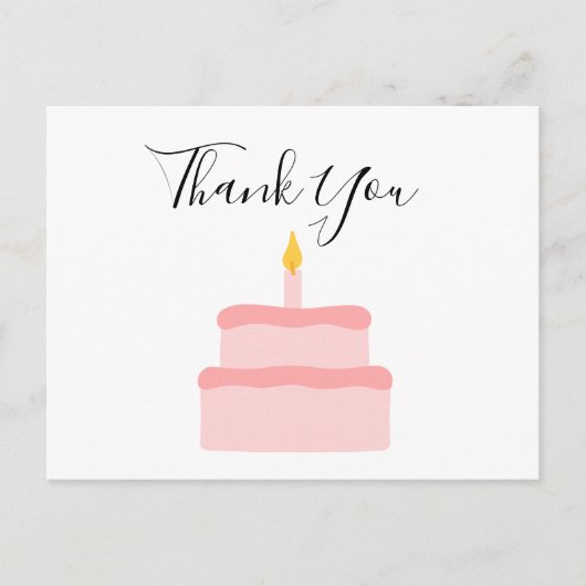 Roze Verjaardagstaart Dank u Briefkaart (Voorkant)