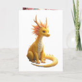Roze Verjaardagstaart Draak Groet Kaart (Achterkant)