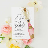 Roze Verjaardagstaart en Bubble Champagne Kaart