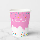 Roze Verjaardagstaart Frosting Paper Cup Papieren Bekers (Achterkant)