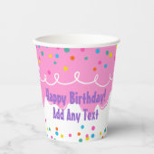 Roze Verjaardagstaart Frosting Paper Cup Papieren Bekers (Voorkant)