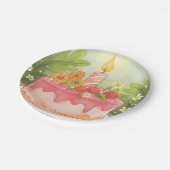 Roze verjaardagstaart | Gelukkige verjaardag Papieren Bordje (Gekanteld)