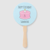 Roze verjaardagstaart handwaaier (Achterkant)