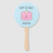 Roze verjaardagstaart handwaaier (Voorkant)