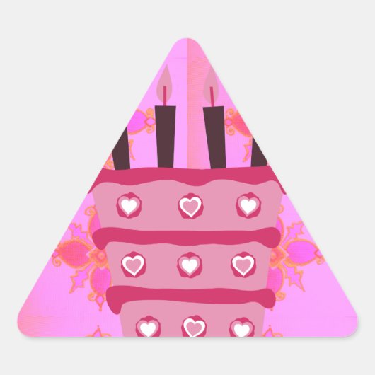 Roze Verjaardagstaart Kunstprint Sticker (Voorkant)