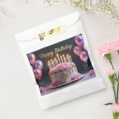 Roze verjaardagstaart luxe elegante extravagant bedankzakje (Gezegeld)