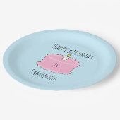 Roze verjaardagstaart papieren bordje (Gekanteld)