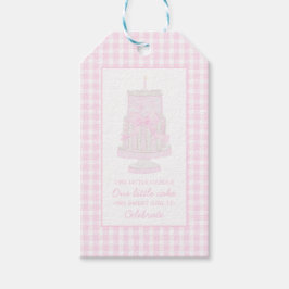 Roze verjaardagstaart preppy Gift Label Cadeaulabel