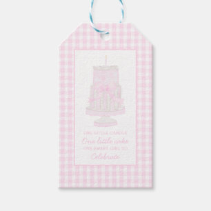 Roze verjaardagstaart preppy Gift Label Cadeaulabel
