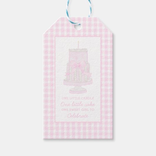 Roze verjaardagstaart preppy Gift Label Cadeaulabel (Voorkant)