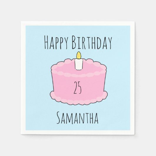 Roze verjaardagstaart servet (Voorkant)