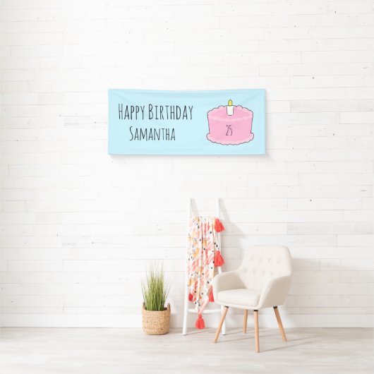 Roze verjaardagstaart spandoek (Insitu)