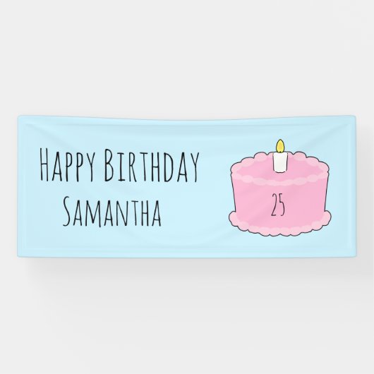 Roze verjaardagstaart spandoek (Horizontaal)