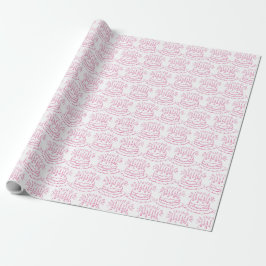 Roze verjaardagstaart uit de oude doos cadeaupapier
