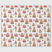 Roze Verjaardagstaarten Patroon Cadeaupapier (Vlak)