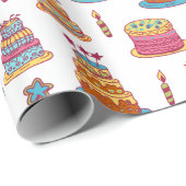 Roze Verjaardagstaarten Patroon Cadeaupapier (Rol Hoek)