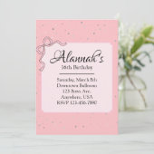 Roze verjaardagsuitnodiging kaart (Staand voorkant)
