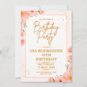 roze verjaardagsuitnodiging kaart (Voorkant)