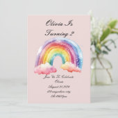 roze verjaardagsuitnodiging voor meisjes save the date (Staand voorkant)