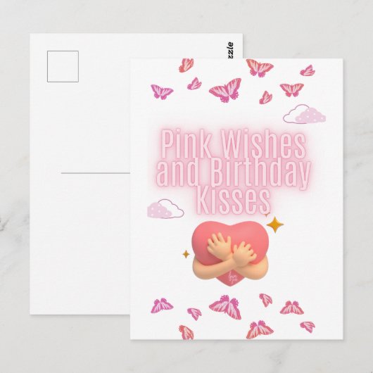 "Roze verjaardagswensen kaart" Briefkaart (Voorkant / Achterkant)