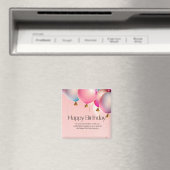 Roze verjaardagswensen magneet (Insitu (Vaatwasser))
