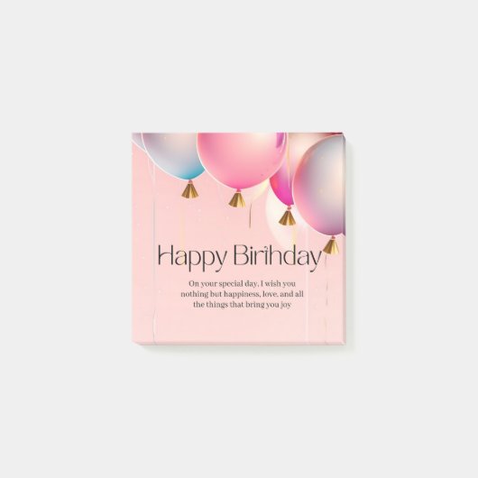 Roze verjaardagswensen post-it® notes (Voorkant)