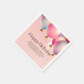 Roze verjaardagswensen servet (Hoek)
