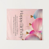 Roze verjaardagswensen wandkleed (Voorkant (horizontaal))