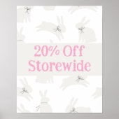 Roze Verkoopteken, 20% Off Sale Poster, Paasverkoo Poster (Voorkant)