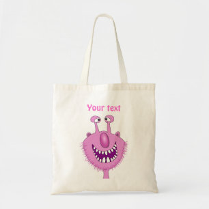 Roze verkreukstofmonster met baard tote bag