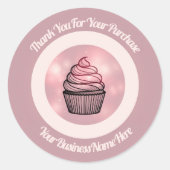 Roze verlichte cupcake business logo stickers (Voorkant)