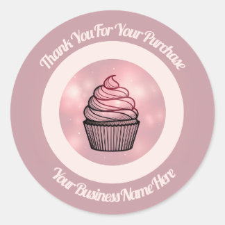 Roze verlichte cupcake business logo stickers